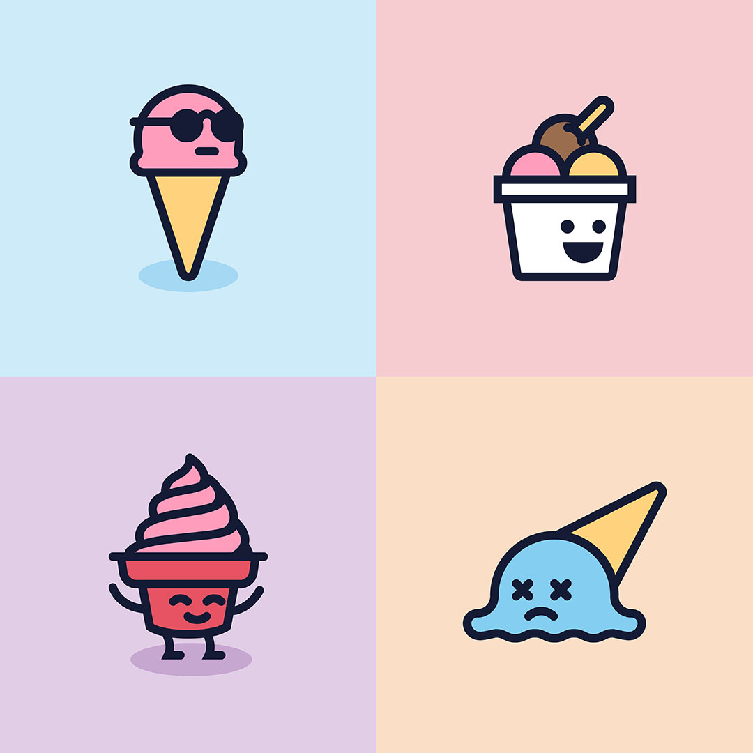 Neon Cone character icons